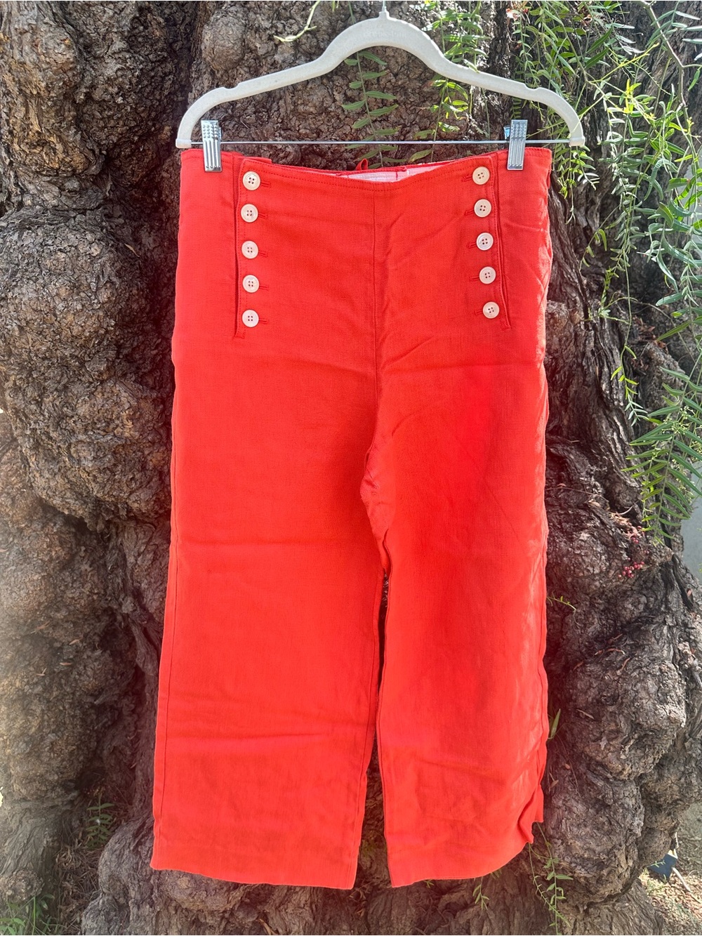 J. Crew Red Button-Front Sailor Trousers